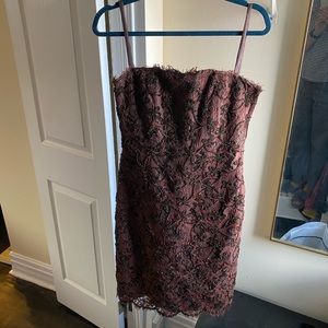 Vintage Victor Costa for Holt Renfrew brown embellished evening dress